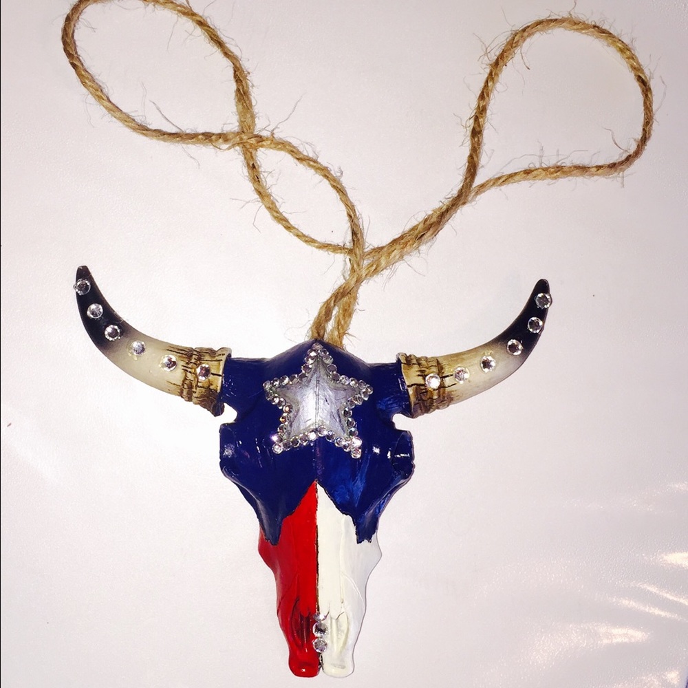 Cow skulls rearview mirror bling